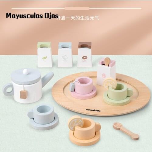 Wooden Simulation Cake Afternoon Tea Toy Childrens Kitchen Play House Simulation Food Baby Birthday Gift