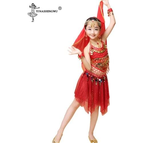 Kids Belly Dance Costumes Set Egypt Performance Children Stage Clothes Bellydance Dress Oriental Dance Girls Short Skirt 2-7pcs
