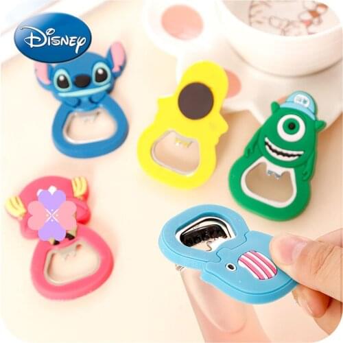 Disney Lilo & Stitch Cartoon Bottle Opener Multifunctional Refrigerator Sticker Beer Opener Silicone Cute Wine