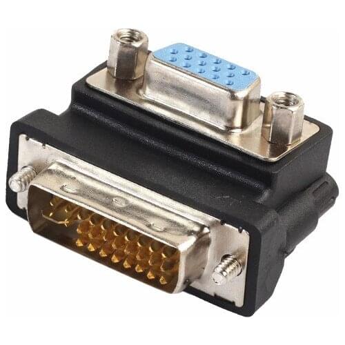DVI-I 24+5 Male to VGA 15 Pin Female 90 degree Right Angle DVI VGA Converter Adapter