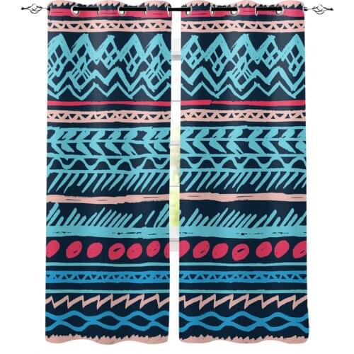 Geometric Retro Wavy Lines Curtains for Living Room Bedroom Kitchen Window Treatment Curtain Home Decoration