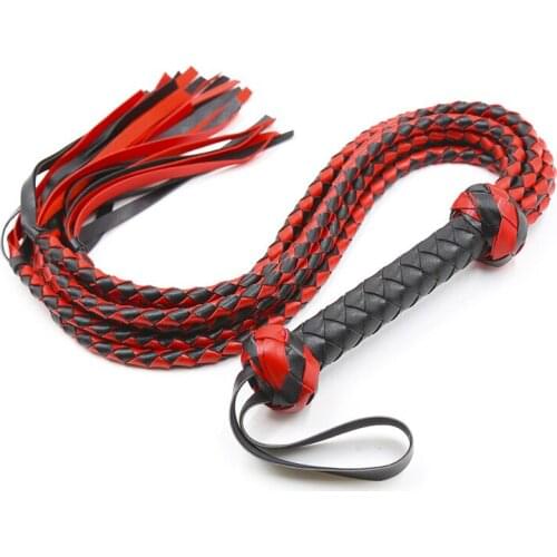 Adult Games 78CM Long Hand-Knitted Leather Whip With Lashing Handle Spanking Paddle Scattered Whip Erotic Sex Toys for Nightclub