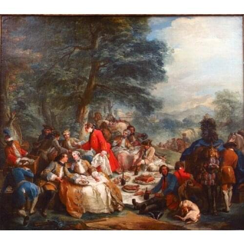 Classic oil painting Famous impression art Lavish palace parties, nobles hunting wild photos printed on Canvas free shipping