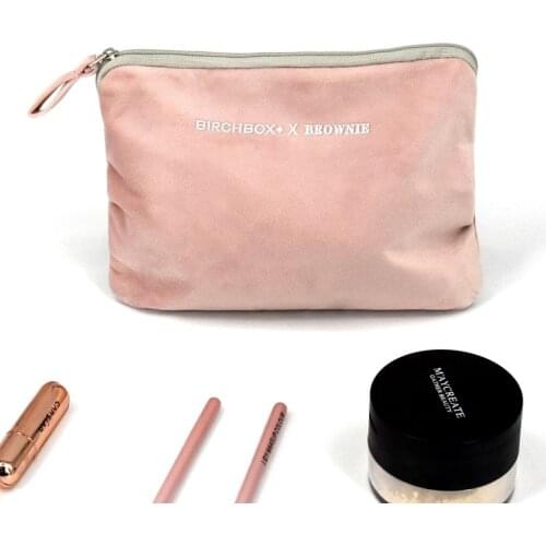 Makeup Bag Wallet Ladies Small Portable Simple Plush Cloth Girl Heart Cosmetics Carry-on Bag Alphabetic Double Zip Coin Card Bag