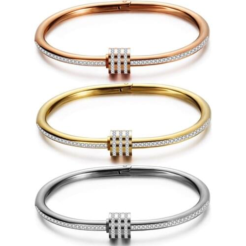 Modyle Fashion Punk Vintage Gold Silver Color Stainless Steel CZ Stone Charm Bracelets for Women Accessories Jewelry