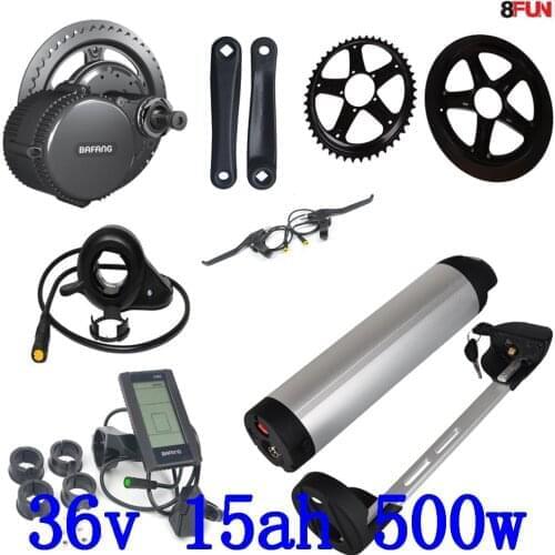36V 500w Bafang BBS02 mid drive electric motor kit with 36V 15ah 14.5Ah Li-ion battery use samsung cell and 42V 2A charger