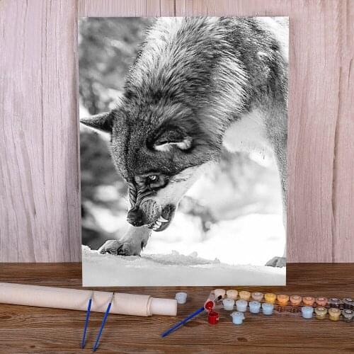 Wolf Cartoon Animal Painting By Numbers Complete Kit Acrylic Paints 50*70 Canvas Painting Decorative Paintings For Wholesale