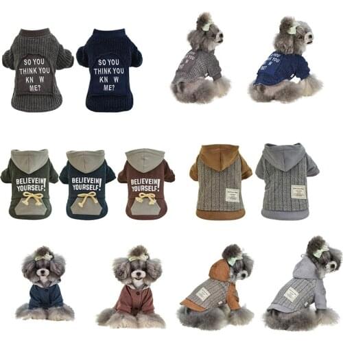 Pet Dog Clothes Warm Jacket Thicker Cotton Autumn Winter Simple Wind Warm Hooded Jacket Winter Cotton Thick Warm Chihuahua Puppy