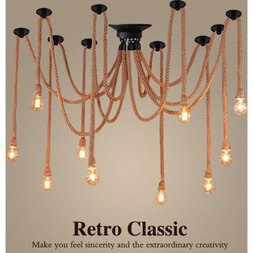 One combo 6/8/10/12/14 light rope retro spider pendant light with E27 lamp holder decorative loft American style free EXPRESS