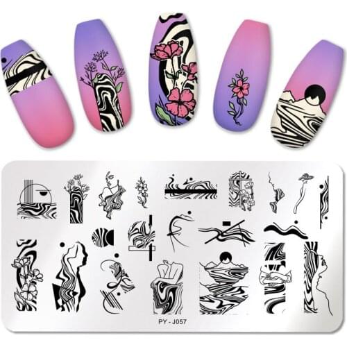 PICT YOU Wood Grain Nail Stamping Plates Line Picture Leaf Geometry Pattern Stamp Template Nail Art Plate Stencils Nail Tools
