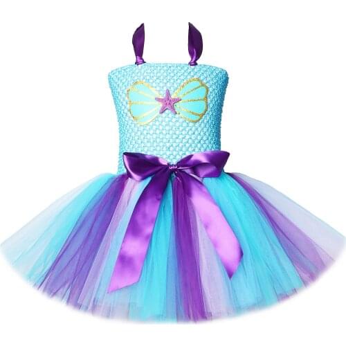 Toddler Little Mermaid Dress Girl Kids Halloween Costume Girls Princess Tutu Dresses for Birthday Party Gift for 1-12 Years Old