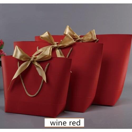 Large Size Gift Box Packaging Gold Handle Paper Gift Bags Kraft Paper With Handles Wedding Baby Shower Birthday Party Favor