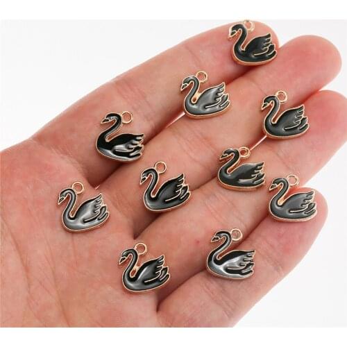 10pcs/lot Black Swan Charms Pendant For Women DIY Handmade Necklace Bracelet Jewelry Making Accessories
