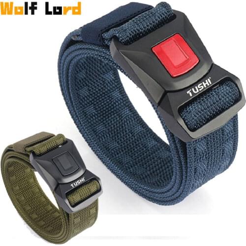Tactical Soft Belt Molle Mens Elastic Metal Quick Release Outdoor Sports Belts Military Hunting Training Fishing Waist Belt