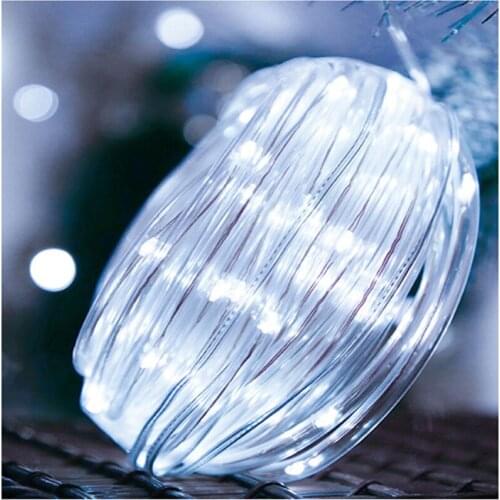 Remote controlled Solar powered Christmas Tree Fairy Clear Tube Rope String Light 12M 100Leds Xmas Wedding Party Garden Decor