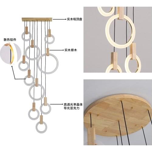 Modern Wood Chandelier Lighting Led Chandeliers For Living room Dining room Stairs Hanglamp Long Loft Lamp Nordic Bedroom decor