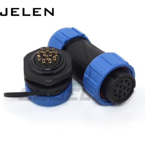 SP2110/S-2112/P, LED display panel mount 12-pin power supply, automotive waterproof connector 12 pin male and female ip68