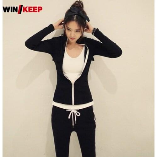 2019 Tracksuits Elastic Hooded Sportwear Suits Ladies Skinny Track Suit Training Set Combinaison Sport Women New Sweat shirts