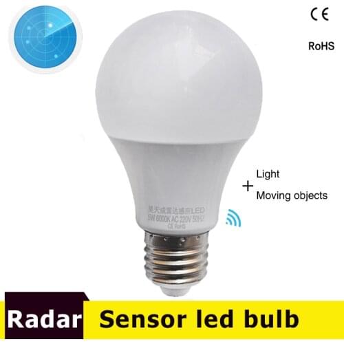 Led radar Motion Sensor Light Lamp Led Bulb E27 AC85-265V 9W 7w 5w Smart Bombillas Infrared Body Lamp with Motion Sensor Light