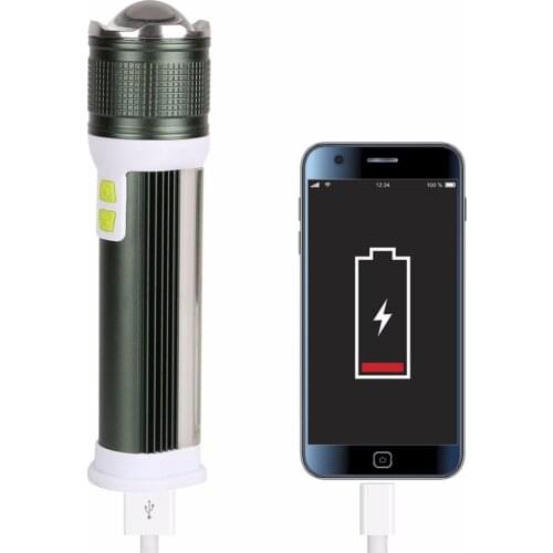 USB Flashlight Multi-function Flashlight 7 Modes T6+COB four Modes Lanterna Zoomable Recharged Lithium Battery Portable Power