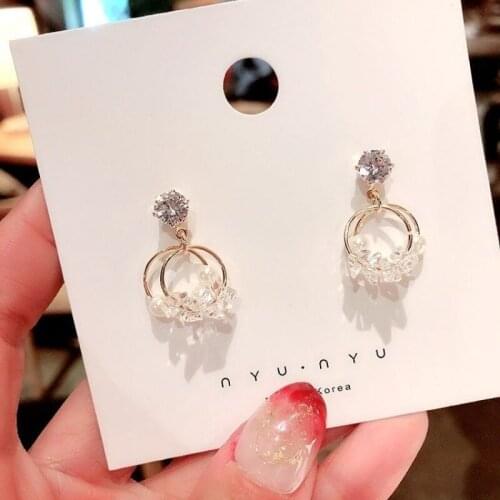 Punk Fashion Imitation Pearl Earrings Fresh and Wild Pearl Net Red Women AAA Zircon Simple Earrings Charm Women Party Jewelry