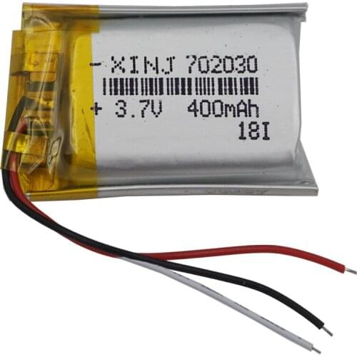 XINJ 3.7V 400mAh Lithium Polymer Li Po Battery 3wires for thermistor 702030 For MP3/MP4 DVC DVR Camera E-book Bluetooth device