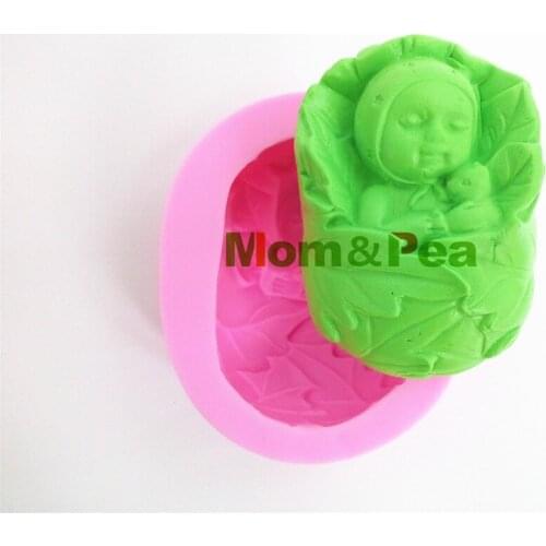 Mom&Pea 0417 Free Shipping Leaf Baby Silicone Soap Mold Cake Decoration Fondant Cake 3D Mold Food Grade Silicone Mould