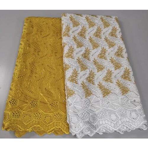 2.5+2.5yards African Dry Lace Fabric High Quality 100%Cotton Lace French Lace Fabric With Stones Swiss Voile Lace In Switzerland