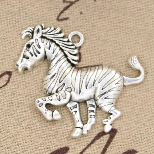 2pcs Charms Zebra Pinto 50x40mm Antique Silver Color Plated Pendants Making DIY Handmade Tibetan Silver Color Finding Jewelry