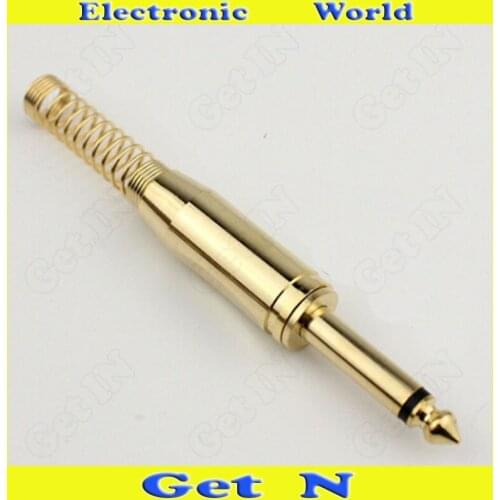 20pcs 6.35mm Gilded Fine Male Connector Plug 6.5mm 2-Pole/2-Pin Mono Track Audio Connector Plug for Microphone Audio Console