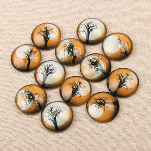 Onwear 20pcs mixed dead tree photo round glass cabochon 20mm 25mm diy flatback handmade jewelry accessories