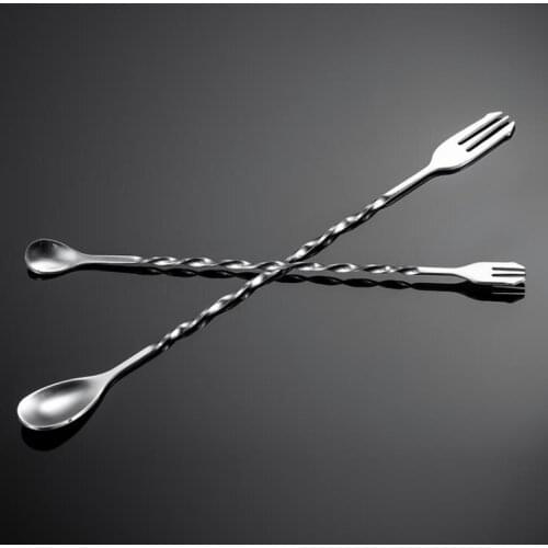 26cm 32cm Stainless Steel Coffee Spoon Long Handle Cocktail Mixing Spoons Spiral Pattern Bar Cocktail Shaker Scoop Kitchen Tool