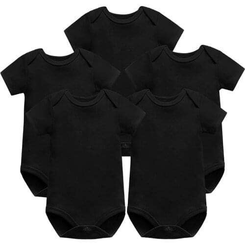 5Pieces/Lot Baby Bodysuit Boy Girl Baby Clothing short sleeve Newborn Body Black 100% Cotton 0-12 months