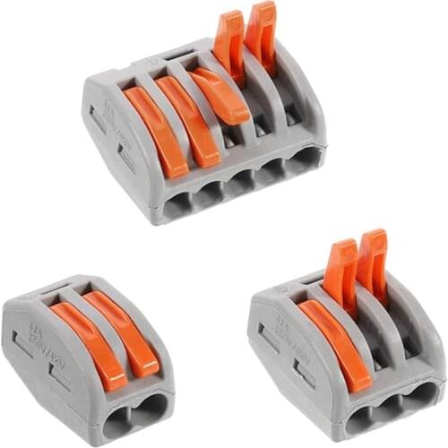 60Pcs Electrical Connector Block, Conductor Wire Connector With Spring Push Rod, For Solid, Stranded And Flexible Wire Cables