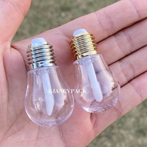 9ml Light Bulb Shaped Design Gold Sliver Empty Transparent Lipgloss Tubes Mini Refillable Bottle Lipgloss Tube Diy Lip Glaze