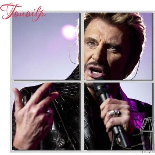 TOUOILP full Johnny Hallyday 5D diamond painting cross stitch kit DIY Diamond Embroidery mosaic 4 Piece Kitchen Decor decoration