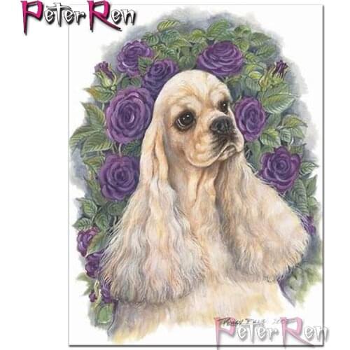 Diamond Painting American cocker spaniel pictures Full diamond embroidery Animal Rose puppy Rhinestones sticker cross stitch dog