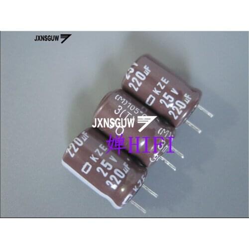 20PCS NIPPON KZE 25V220UF 8X11.5MM NCC Aluminum electrolytic capacitor 220UF/25V CHEMI-CON 105 degrees 220uF 25V