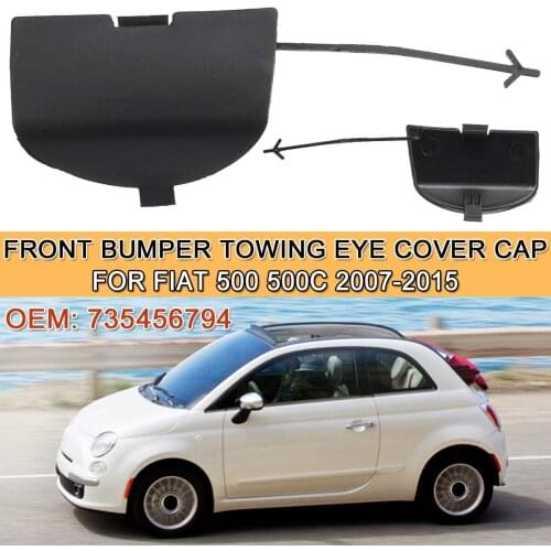 Car Front Bumper Towing Eye Cover Cap For Fiat 500 500C 2007 2008 2009 2010 2011 2012 2013 2014 2015 Car styling 1PIECE