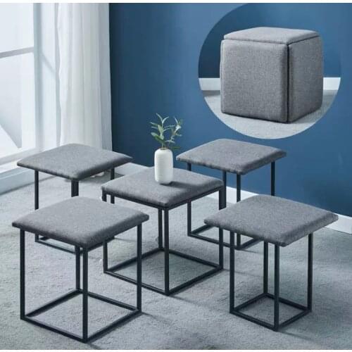 Freeshipping 45x45x46cm Sofa Stool Living Room Dresser Shoes Stool Ottoman Space Saving 5 Piece Folding Stool Set Chair