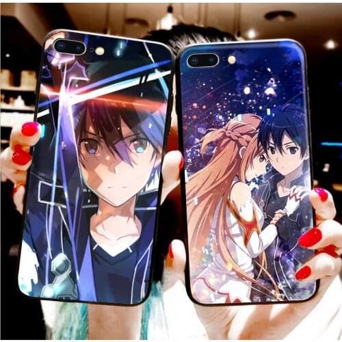 Sword Art Online Kirito And Asuna phone Case For iPhone 11 12 Pro XS MAX XR X 7 8 6Plus SE 2021 Candy Silicone Phone Cover