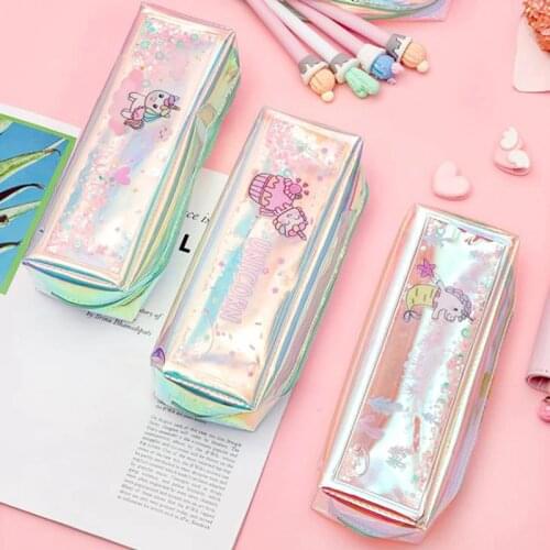 Unicorn Pencil Case Laser oil Estuches Holographic Pencil Case for Girls Boys Kawaii Pencil Box Bag School Supplies Stationery