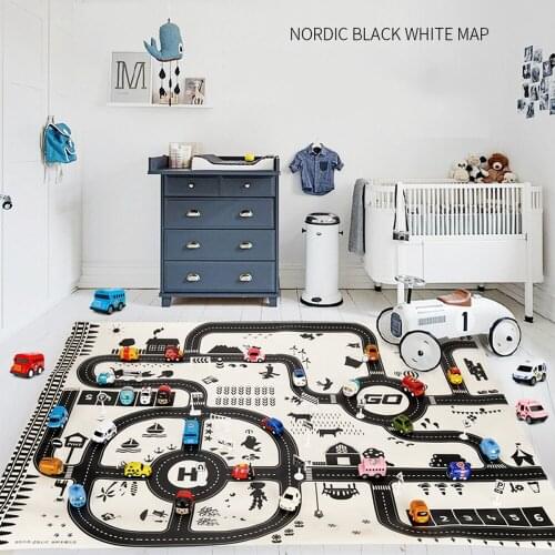 Kids playing mat city road building parking map game educational toy baby gym and mat Fun Road sign toys for children L0217