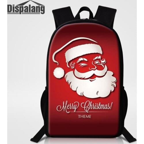 Dispalang Merry Christmas Gift Backpack For Students Custom Santa Claus Printing School Bags Women Men Fashion Knapsack Bagpack