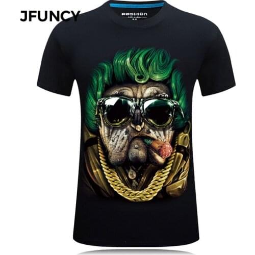 JFUNCY Dog Printing 3D Tshirt Men Graphic T Shirts Summer Short Sleeve Streetwear Male Tee Top Cotton Casual Gothic Man Clothing