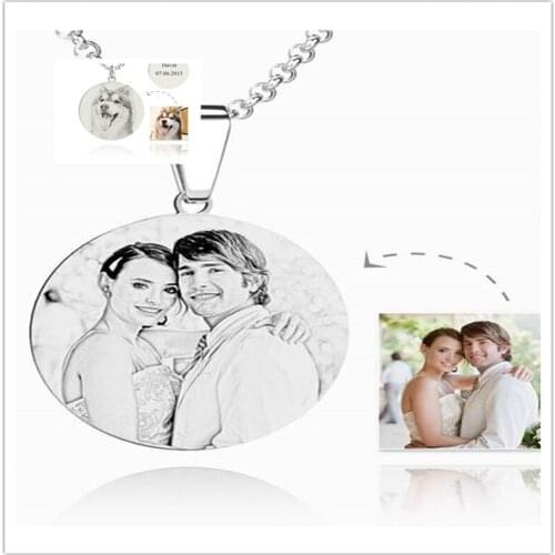 Engrave Photos Necklace Personalized Number Date Names 3 Colors Round Stainless Steel Pendant For Women Baby Valentines Gifts