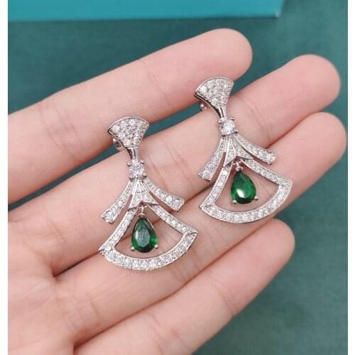 Exquisite Small Skirt Fan Drop Earrings Charm Hollow Silver Color Jewelry Piercing Earrings For Women Wedding Engagement Gift