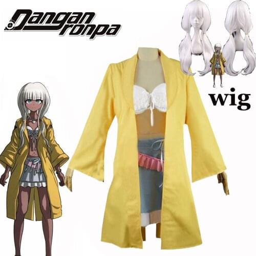 2020 Danganronpa V3:Killing Harmony Angie Yonaga Uniform Anime Halloween Christmas Yellow Suit Cosplay Costume Wig Accessories