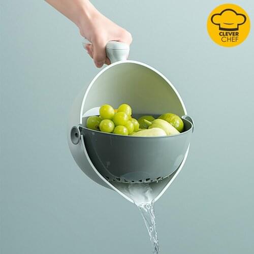 Kitchen Silicone Double Drain Basket Bowl Washing Storage Basket Strainers Bowls Drainer Vegetable Cleaning Colander Tool