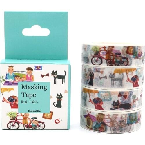 Box Package Happy Family Washi Tape Masking Tape Decorative Scrapbooking Office Adhesive DIY Sticker Label Tape 10m*15mm